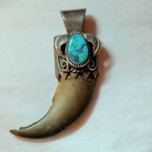 Bear Claw Turquoise Pendant Vintage